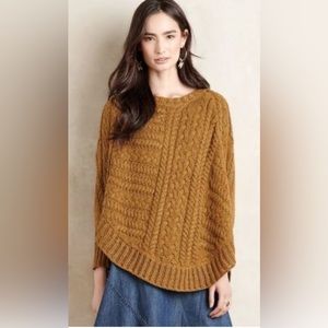 Anthropologie Angel of the North Curved Cables Poncho Sweater